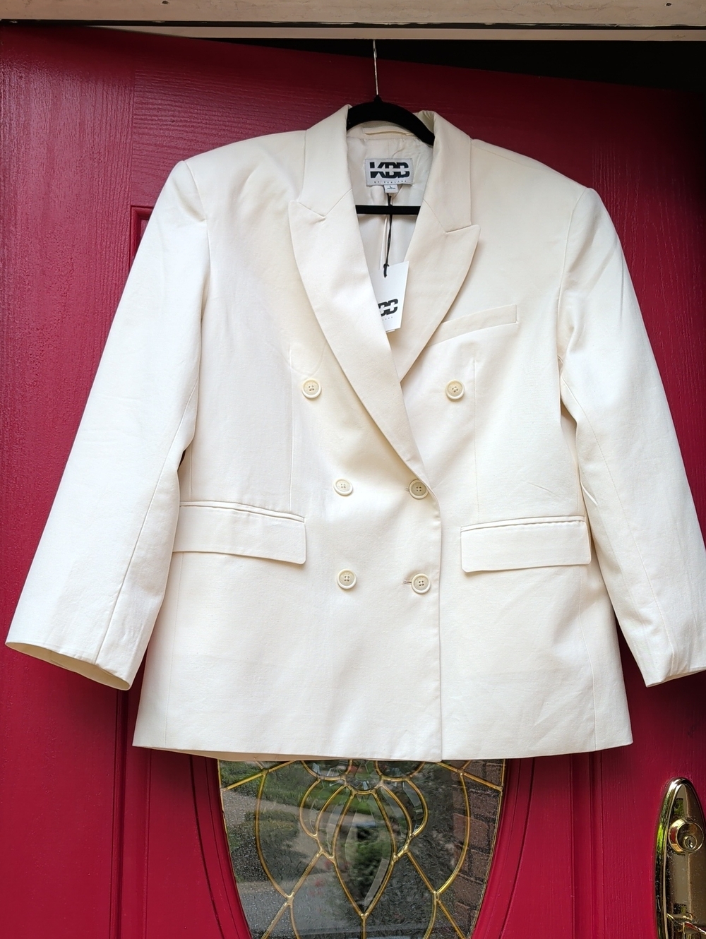 KBB by Kahlana Double-Breasted Cream Blazer